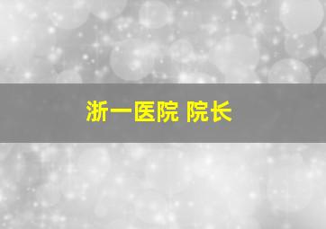 浙一医院 院长